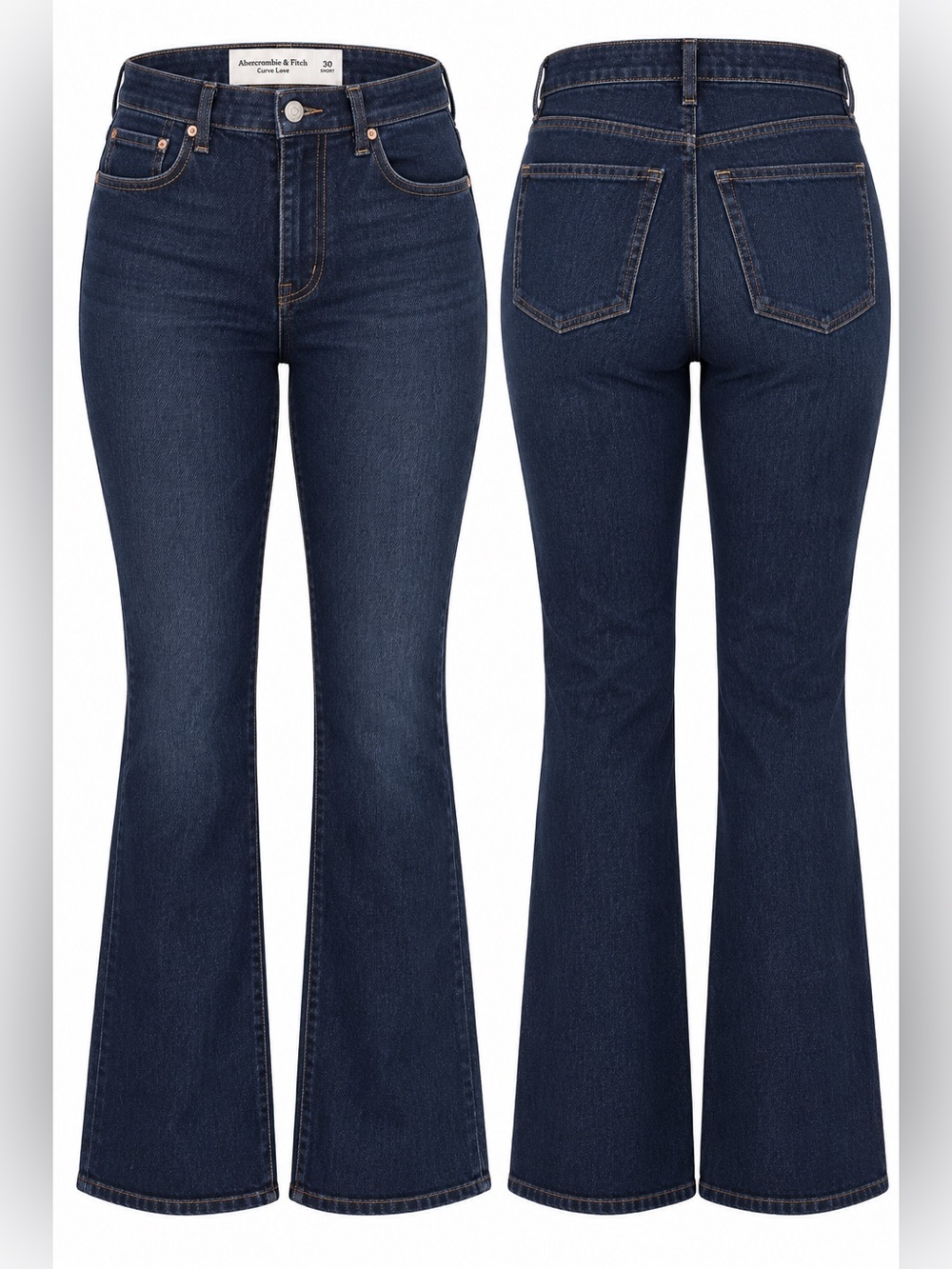 Abercrombie & Fitch Curve Love High Rise Bootcut Jeans 30 Short Dark Wash